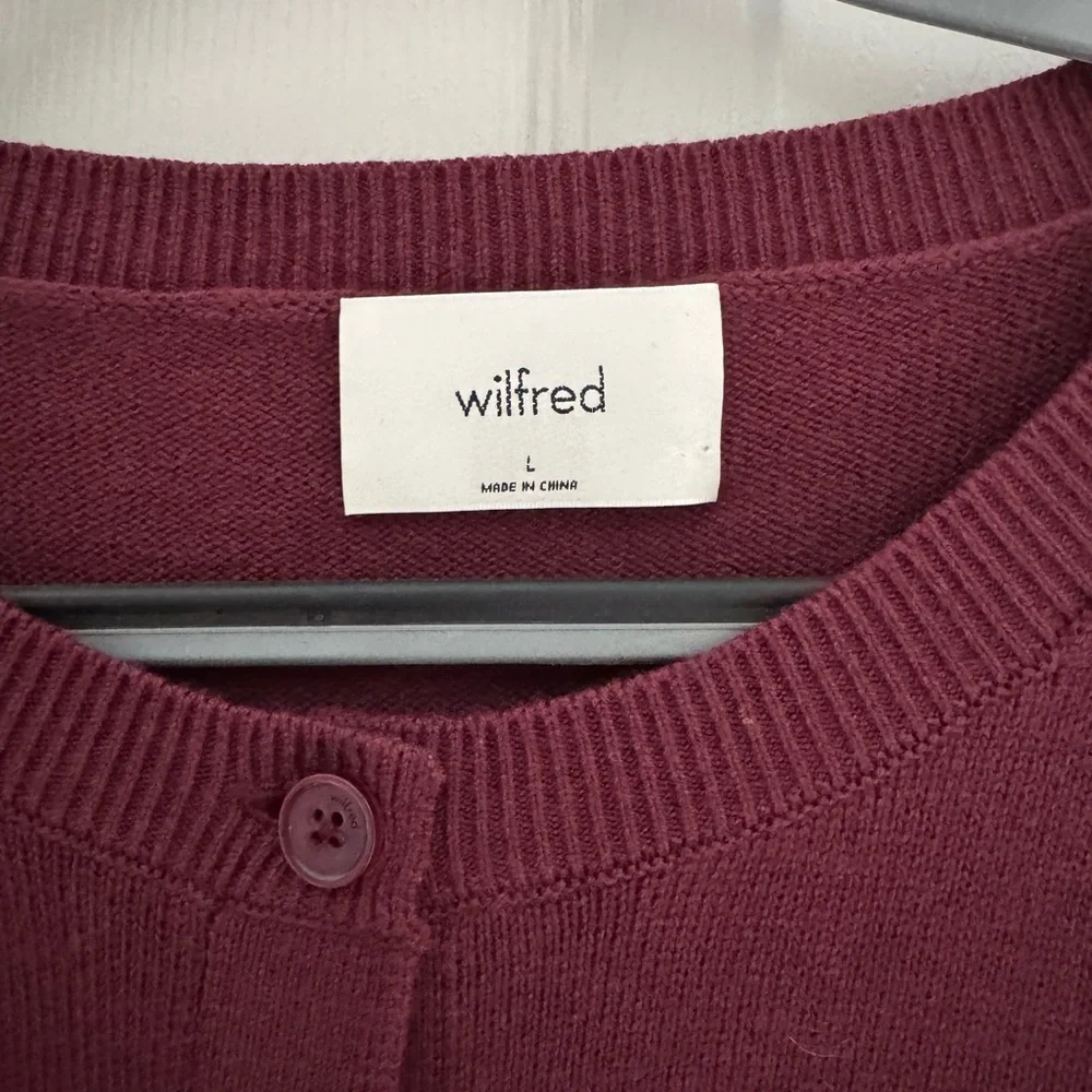 Aritzia Wilfred Moonrise Cardigan Spiced Burgundy Size Large NWOT - Picture 3 of 10